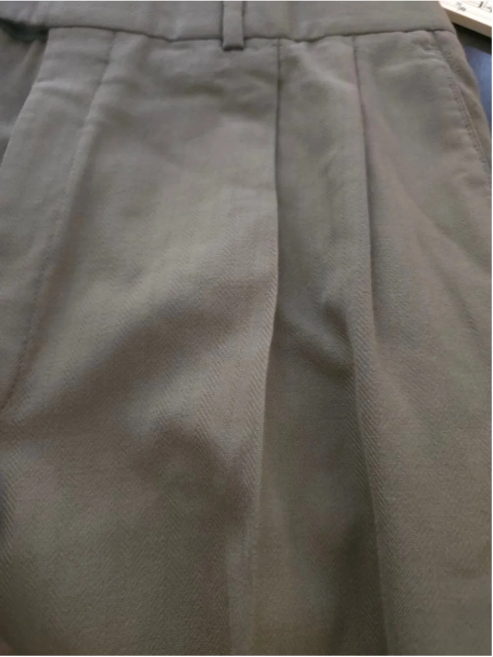 Men's Vintage PAUL DIONE Olive Green Wool Trousers Waist 33 Retro Cuffed Pleated